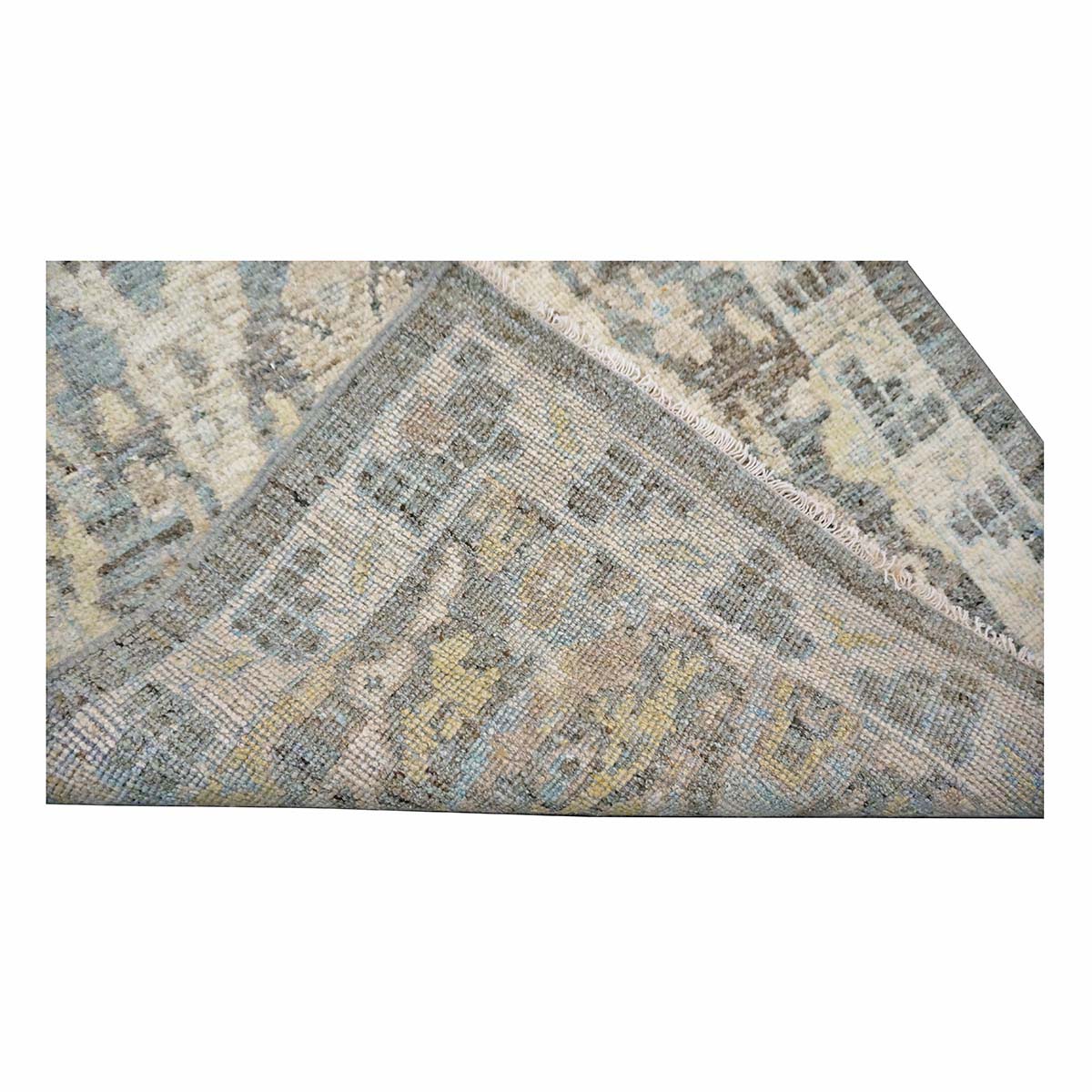 Persian Sultanabad Wool 3x21 Grey, Ivory & Light Blue Handmade Runner Rug #1144119