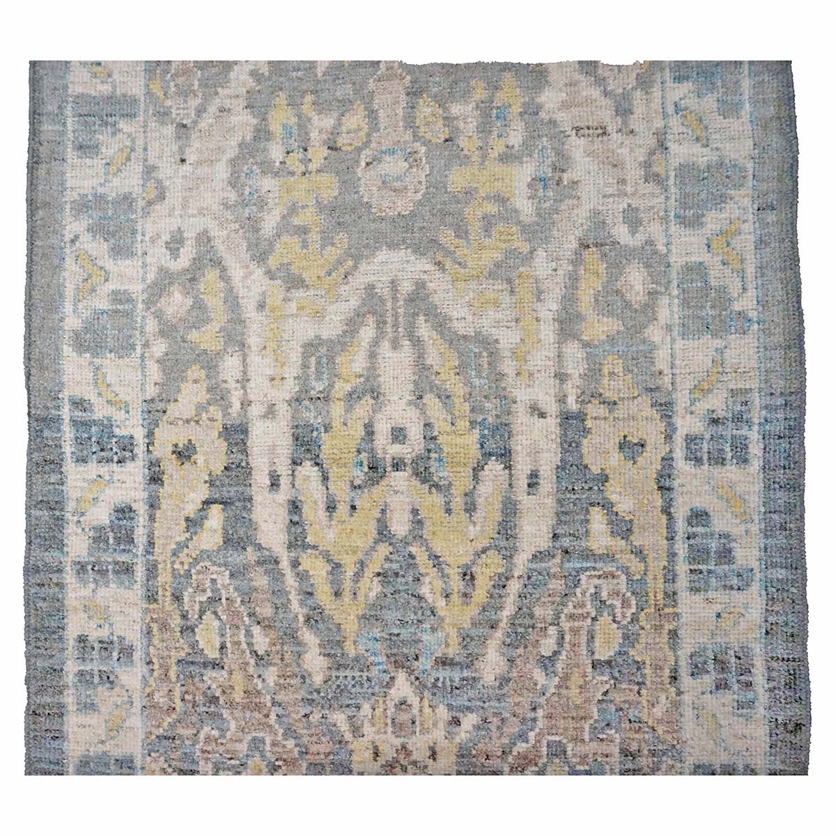 Persian Sultanabad Wool 3x21 Grey, Ivory & Light Blue Handmade Runner Rug #1144119