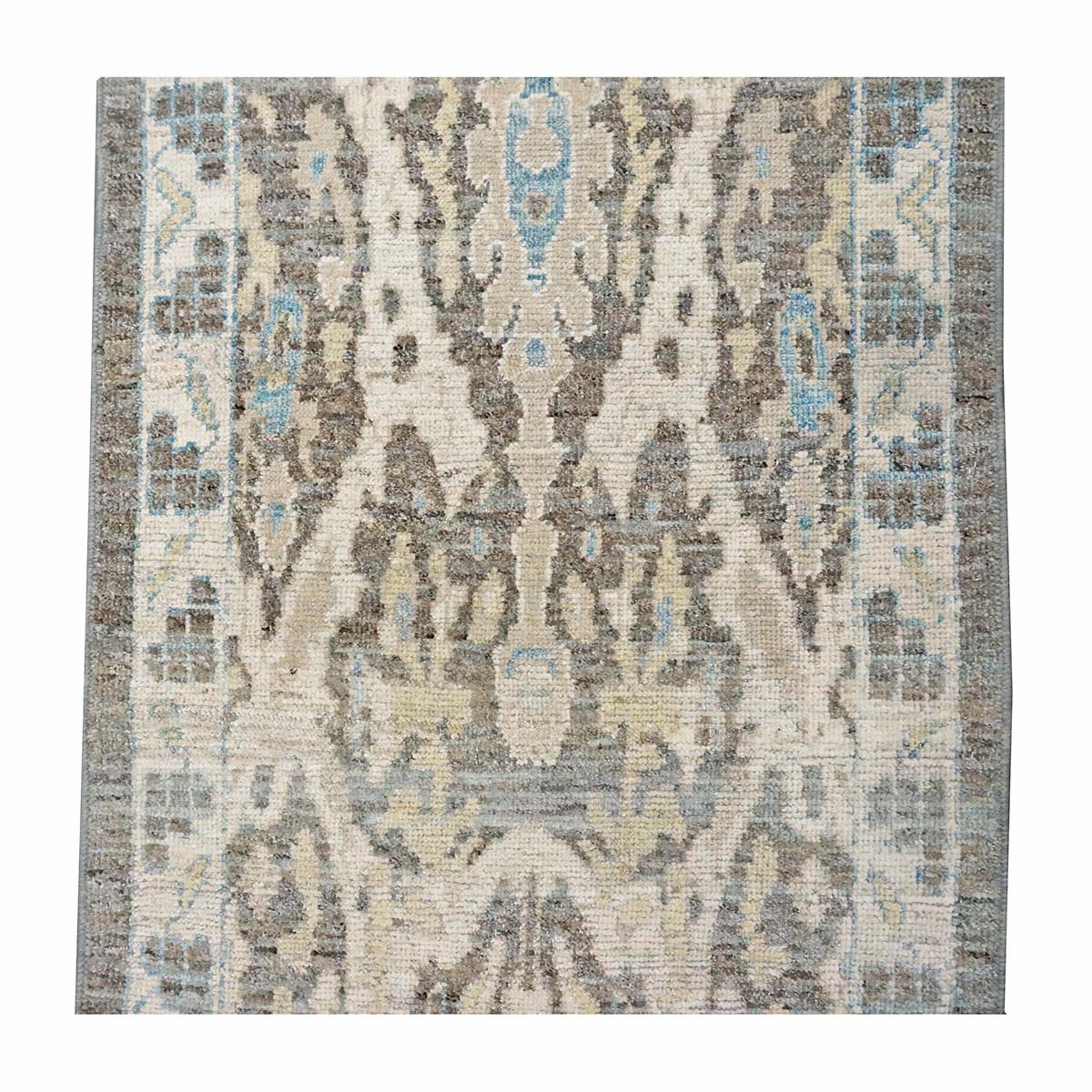 Persian Sultanabad Wool 3x21 Grey, Ivory & Light Blue Handmade Runner Rug #1144119
