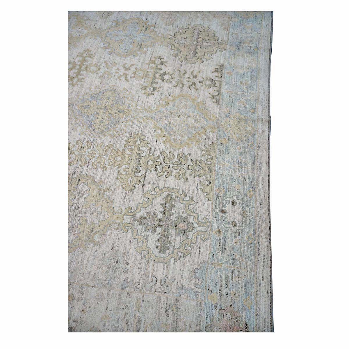 21st Century Turkish Oushak Wool 9X10 Gold, Gray & Ivory Handmade Area Rug #1144124