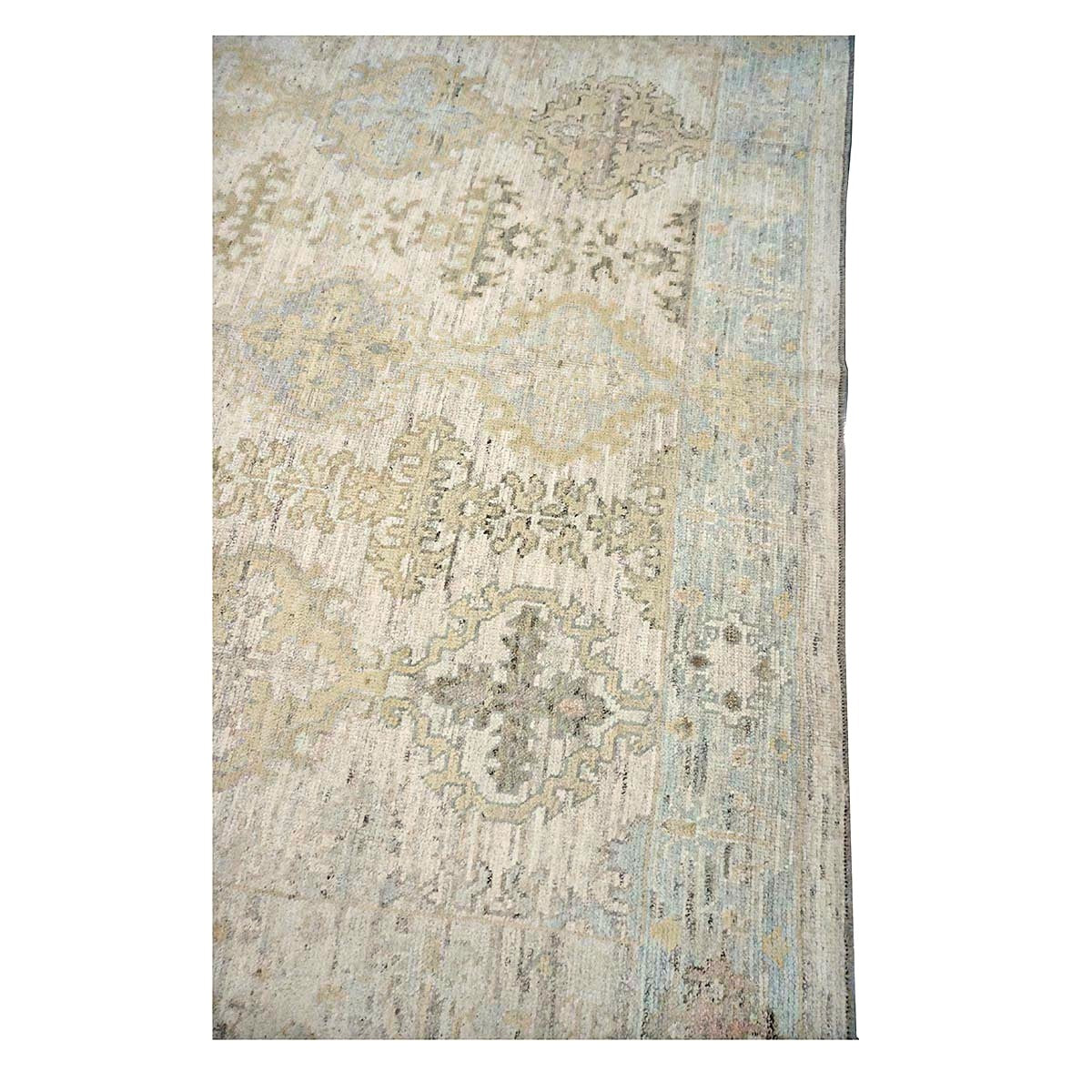 21st Century Turkish Oushak Wool 9X10 Gold, Gray & Ivory Handmade Area Rug #1144124