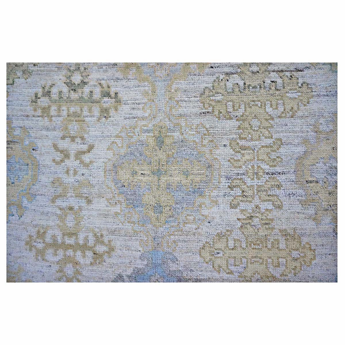 21st Century Turkish Oushak Wool 9X10 Gold, Gray & Ivory Handmade Area Rug #1144124
