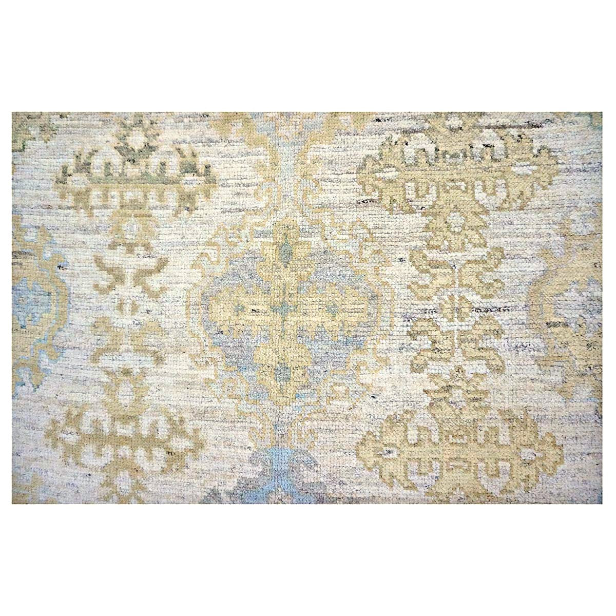 21st Century Turkish Oushak Wool 9X10 Gold, Gray & Ivory Handmade Area Rug #1144124