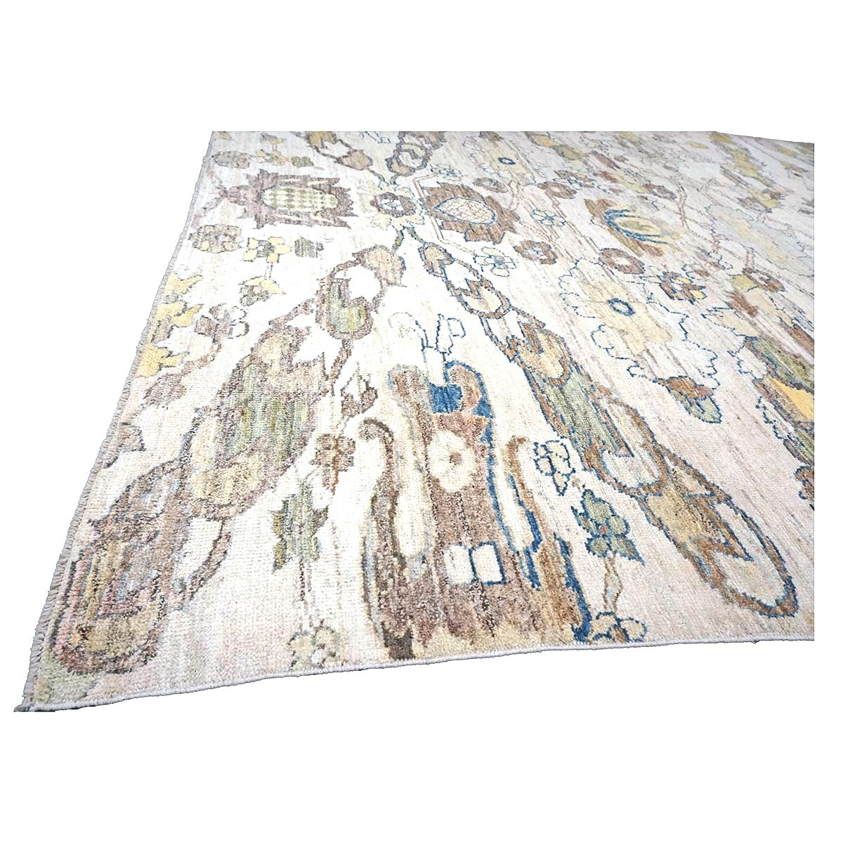 21st Century Turkish Oushak Wool 10X13 Gold, Ivory & Slate Blue Handmade Area Rug #1144129