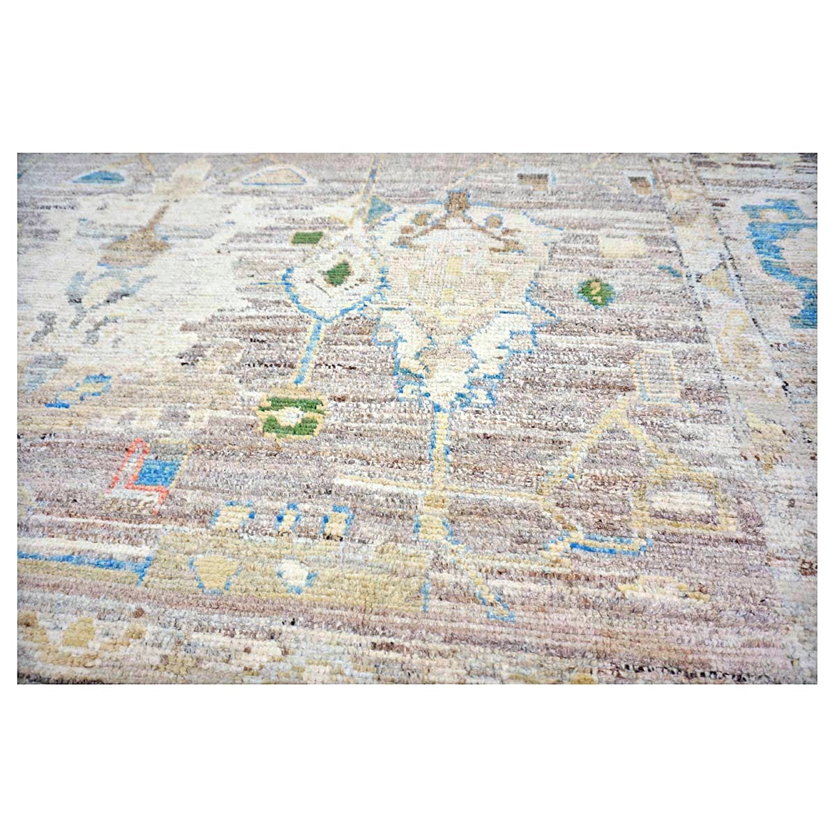 21st Century Turkish Oushak Wool 9X13 Charcoal, Tan & Blue Handmade Area Rug #1144139