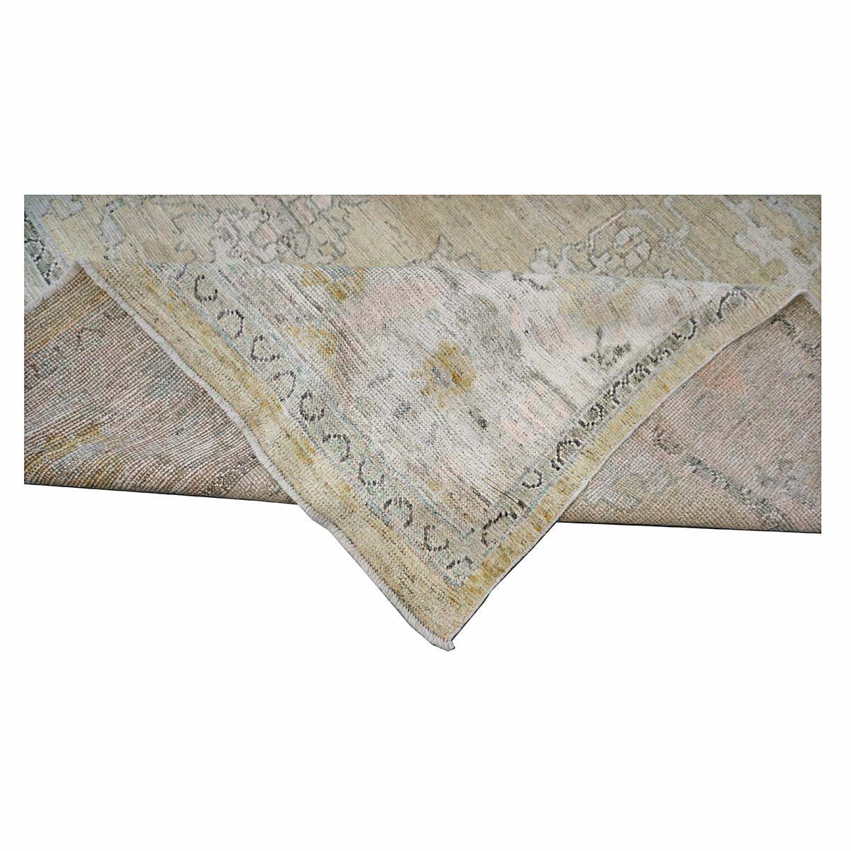 21st Century Turkish Oushak Wool 10X13 Gold, Ivory & Charcoal Handmade Area Rug #1144141