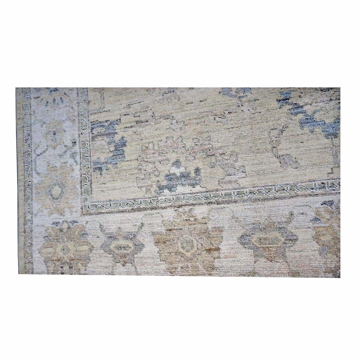 21st Century Turkish Oushak Wool 10X13 Gold, Ivory & Charcoal Handmade Area Rug #1144141