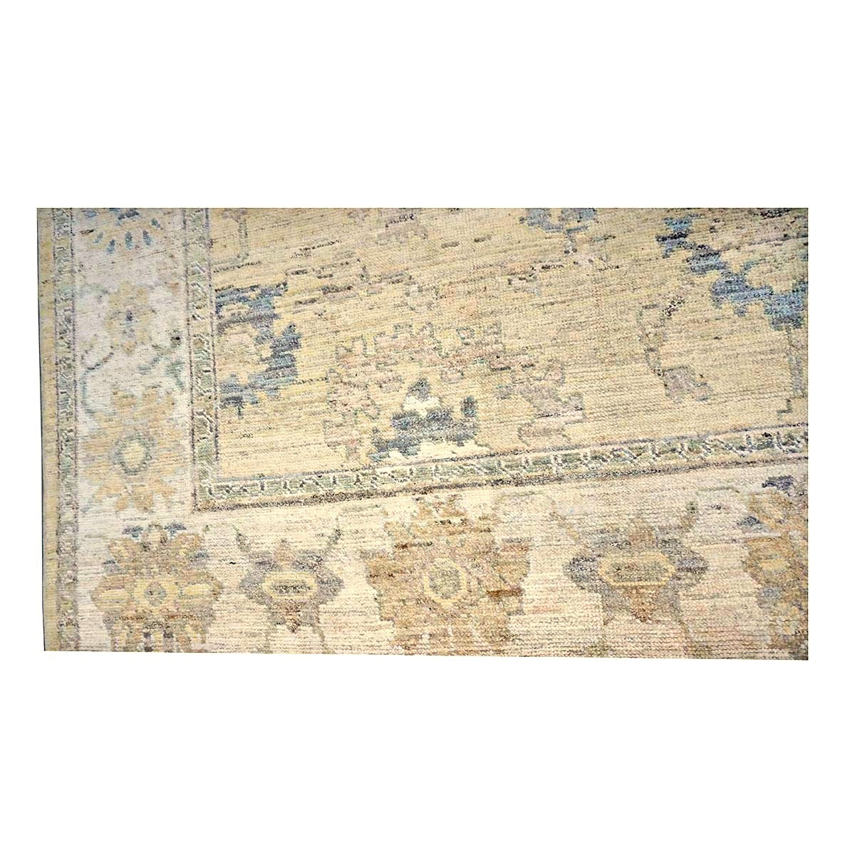 21st Century Turkish Oushak Wool 10X13 Gold, Ivory & Charcoal Handmade Area Rug #1144141