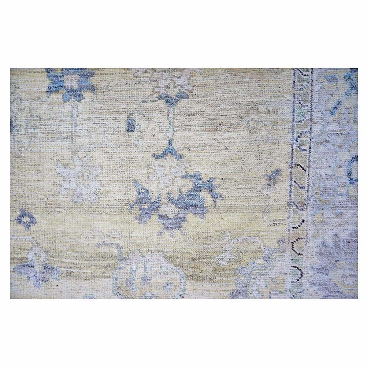 21st Century Turkish Oushak Wool 10X13 Gold, Ivory & Charcoal Handmade Area Rug #1144141
