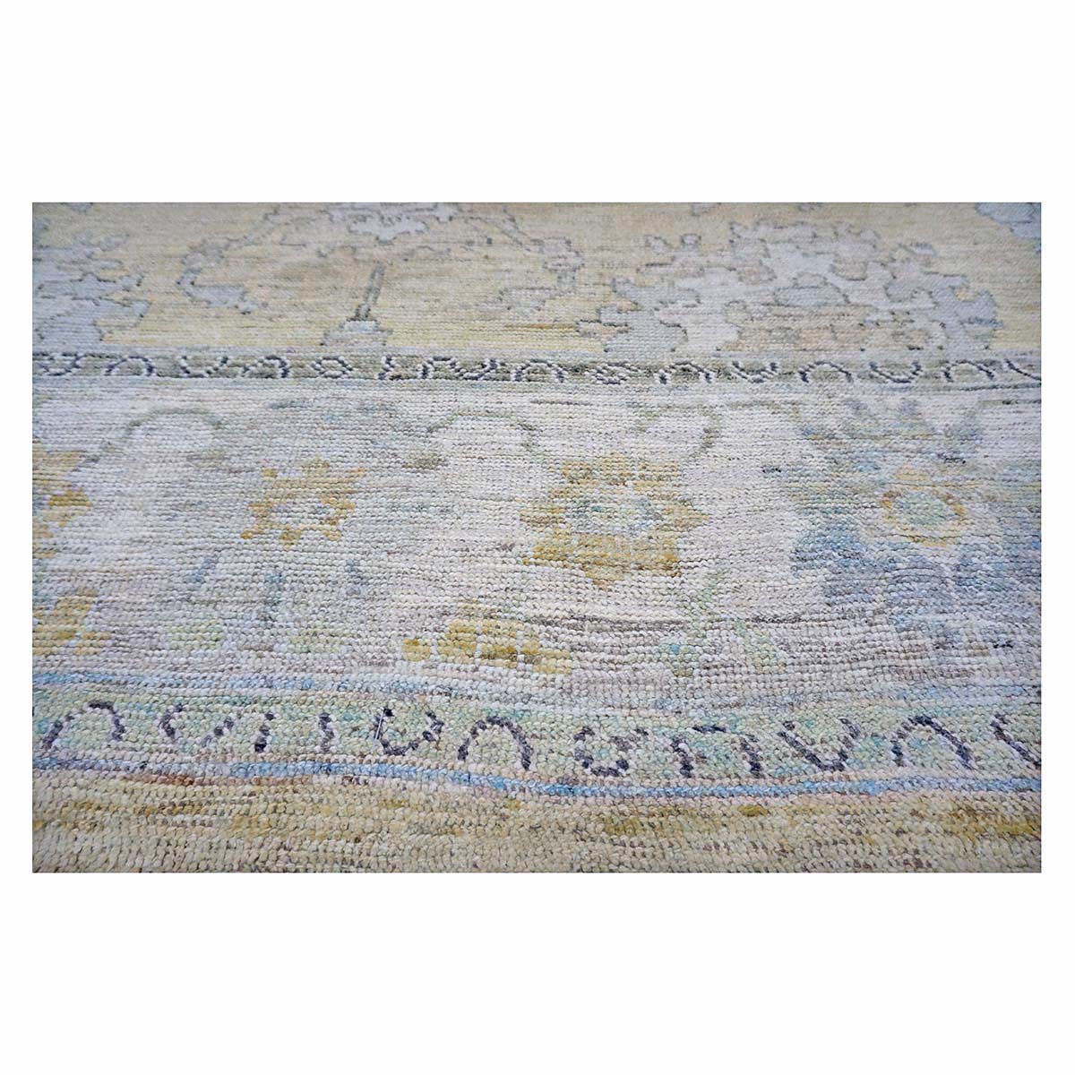21st Century Turkish Oushak Wool 10X13 Gold, Ivory & Charcoal Handmade Area Rug #1144141