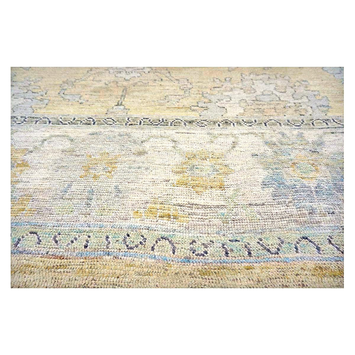 21st Century Turkish Oushak Wool 10X13 Gold, Ivory & Charcoal Handmade Area Rug #1144141