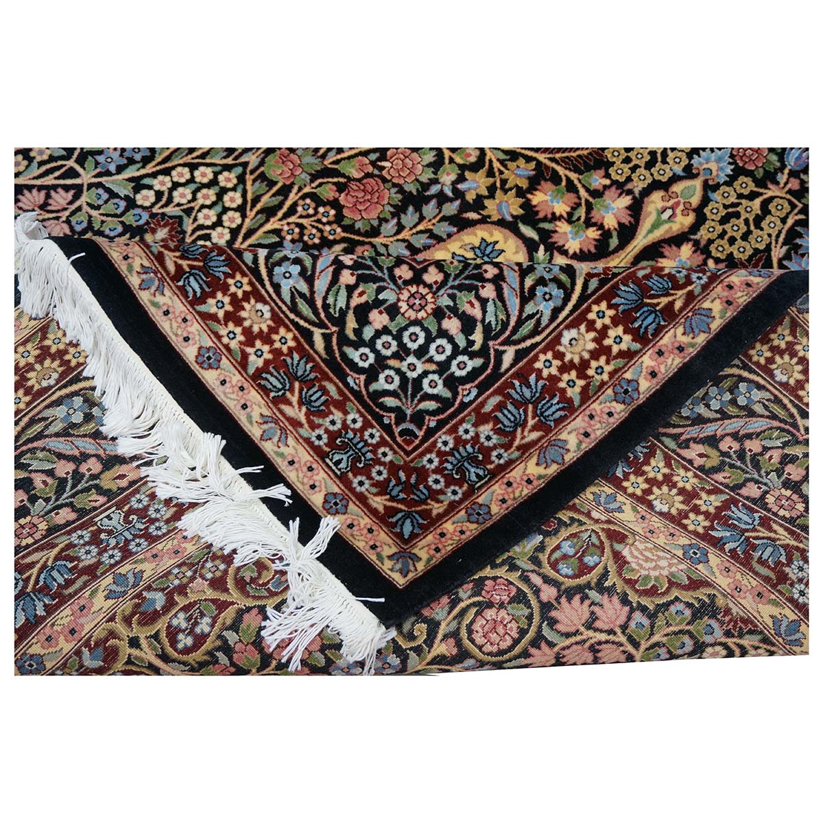 Pakistani Lavra Kerman Wool 9x12 Black, Rust & Blue Handmade Area Rug #1144156