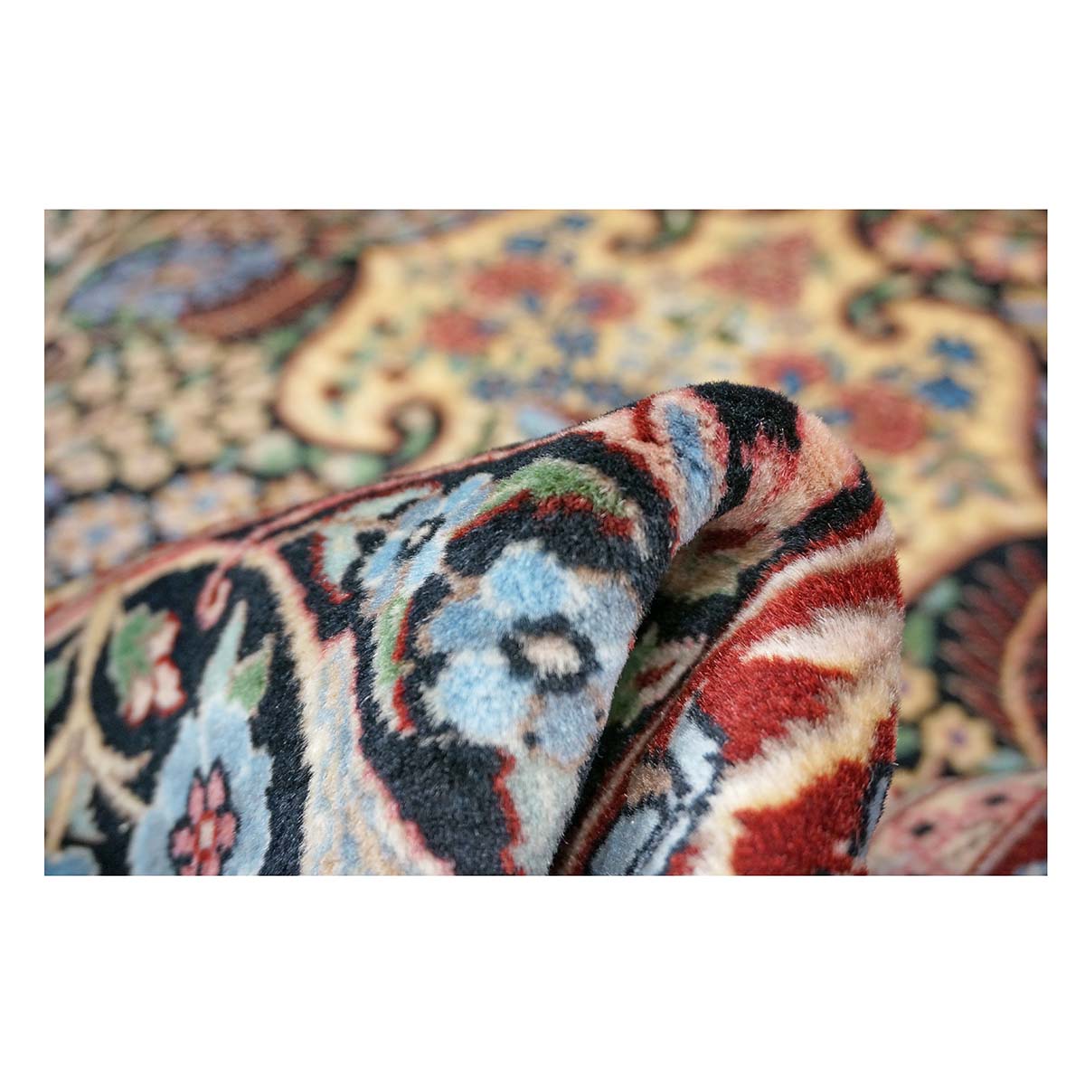 Pakistani Lavra Kerman Wool 9x12 Black, Rust & Blue Handmade Area Rug #1144156