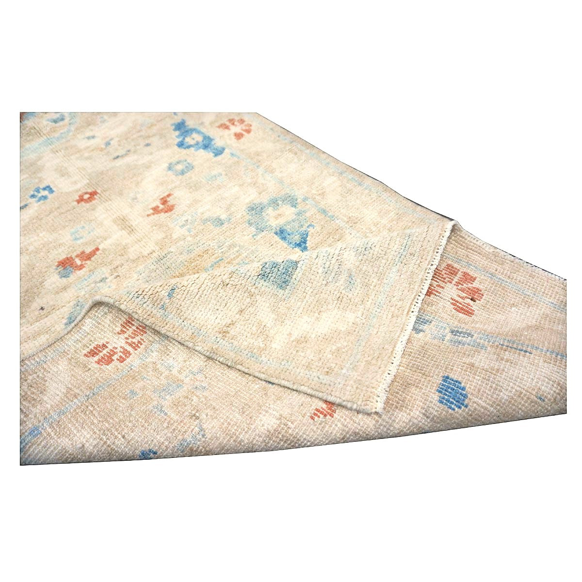Turkish Sultanabad Wool 3x10 Tan & Blue Handmade Runner Rug #1144163