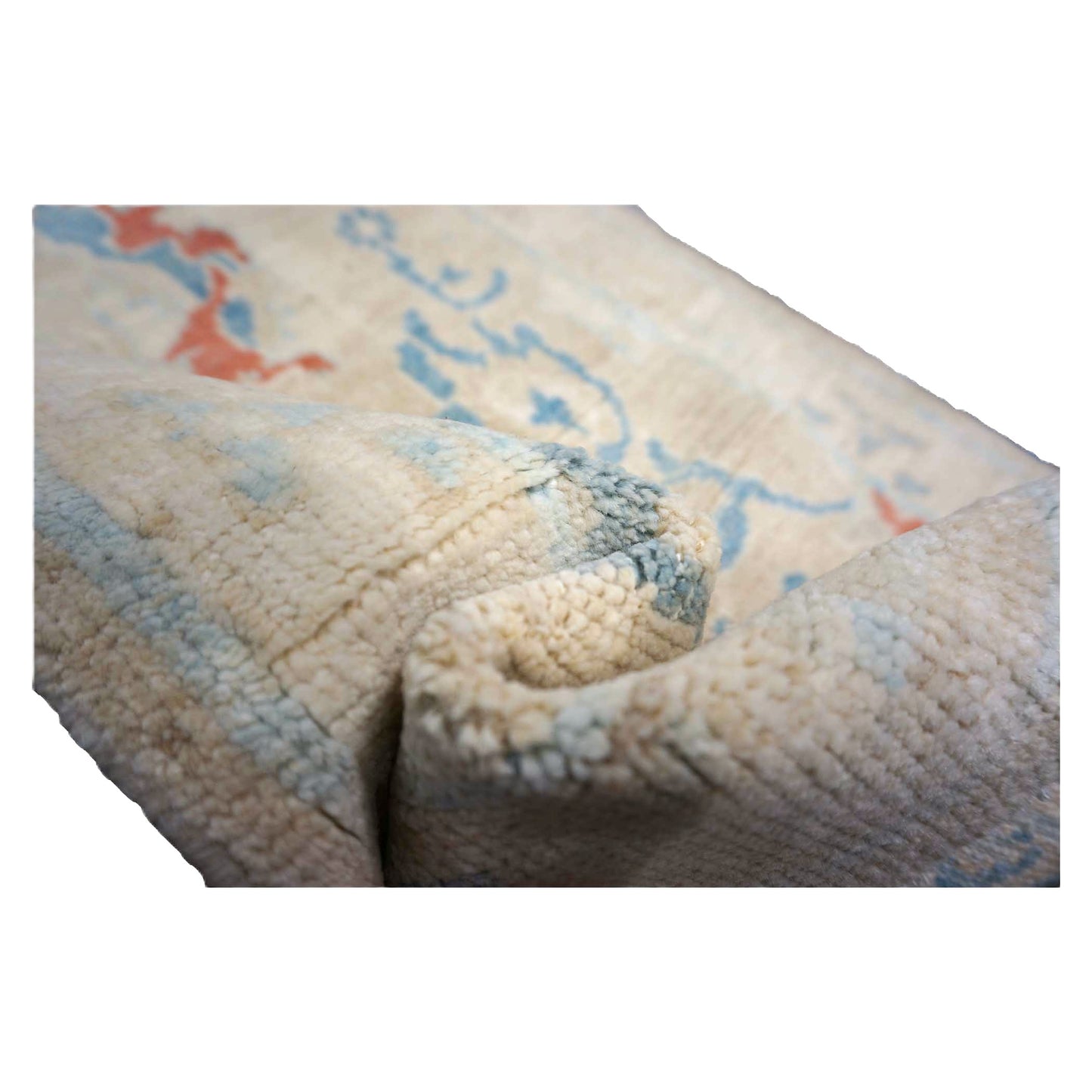 Turkish Sultanabad Wool 3x8 Tan & Light Blue Handmade Runner Rug #1144165
