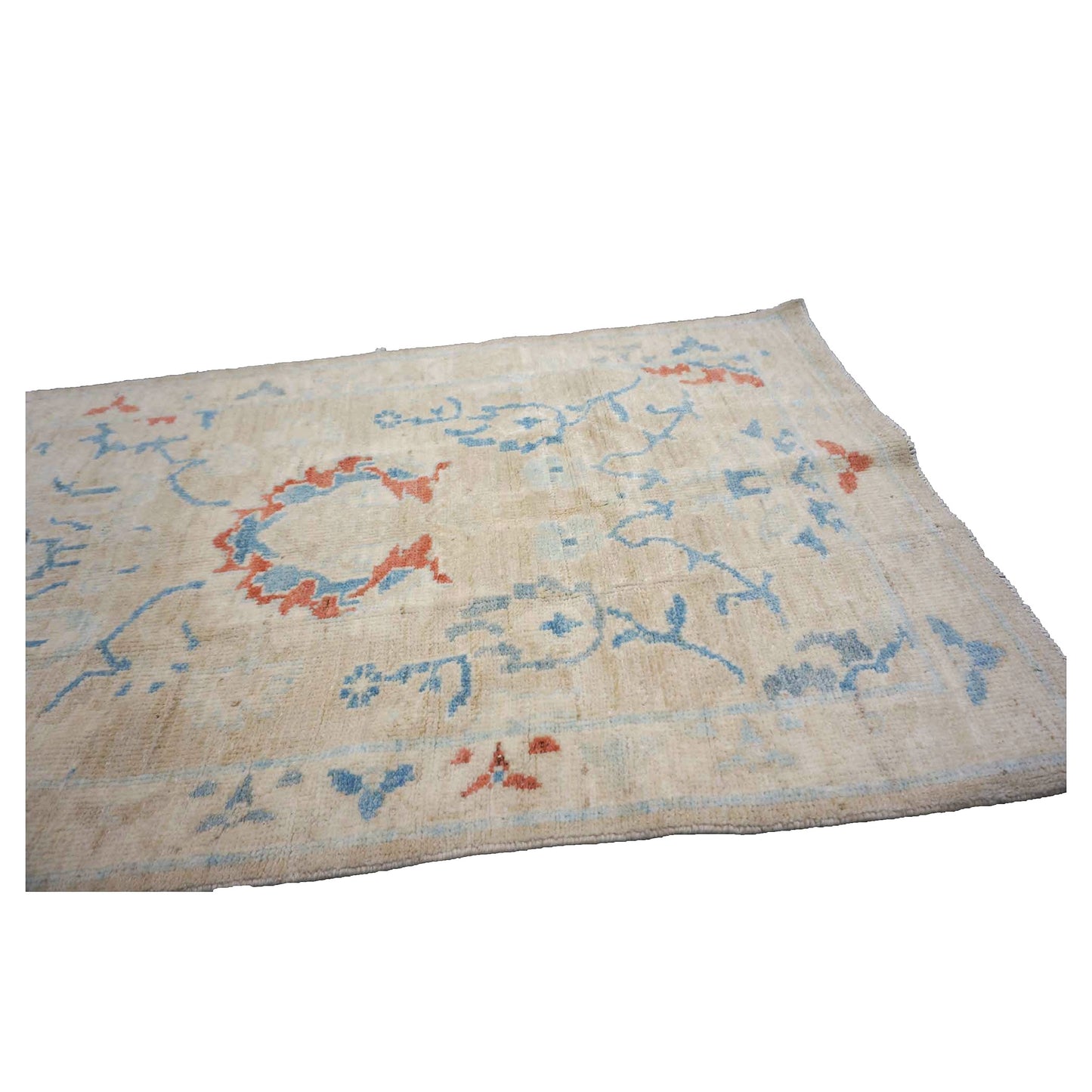Turkish Sultanabad Wool 3x8 Tan & Light Blue Handmade Runner Rug #1144165