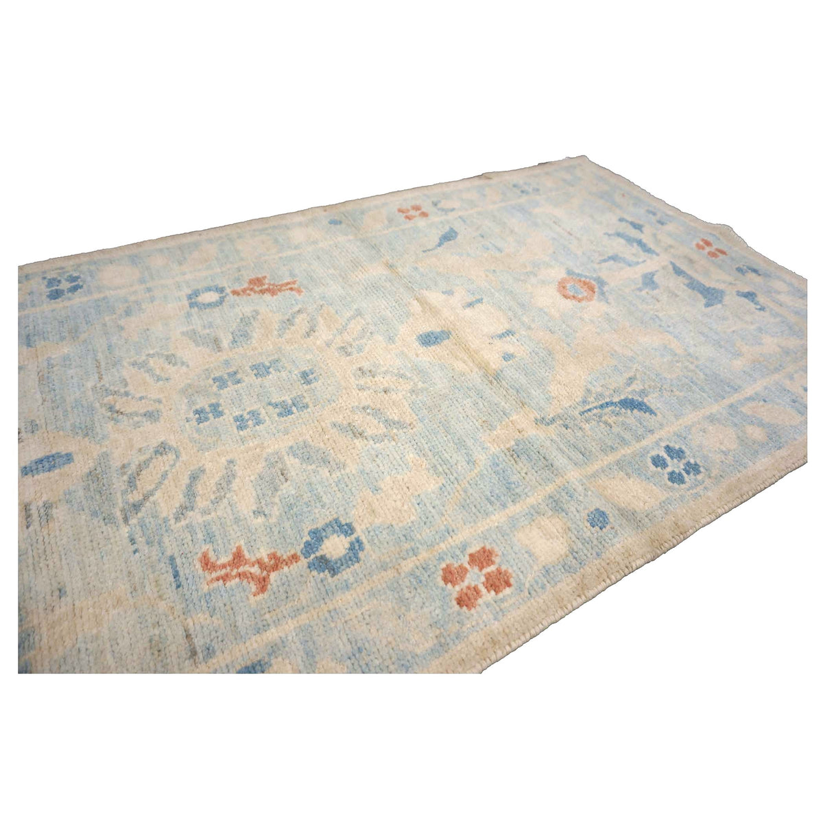 Turkish Sultanabad Wool 2x8 Light Blue & Ivory Handmade Runner Rug #1144168