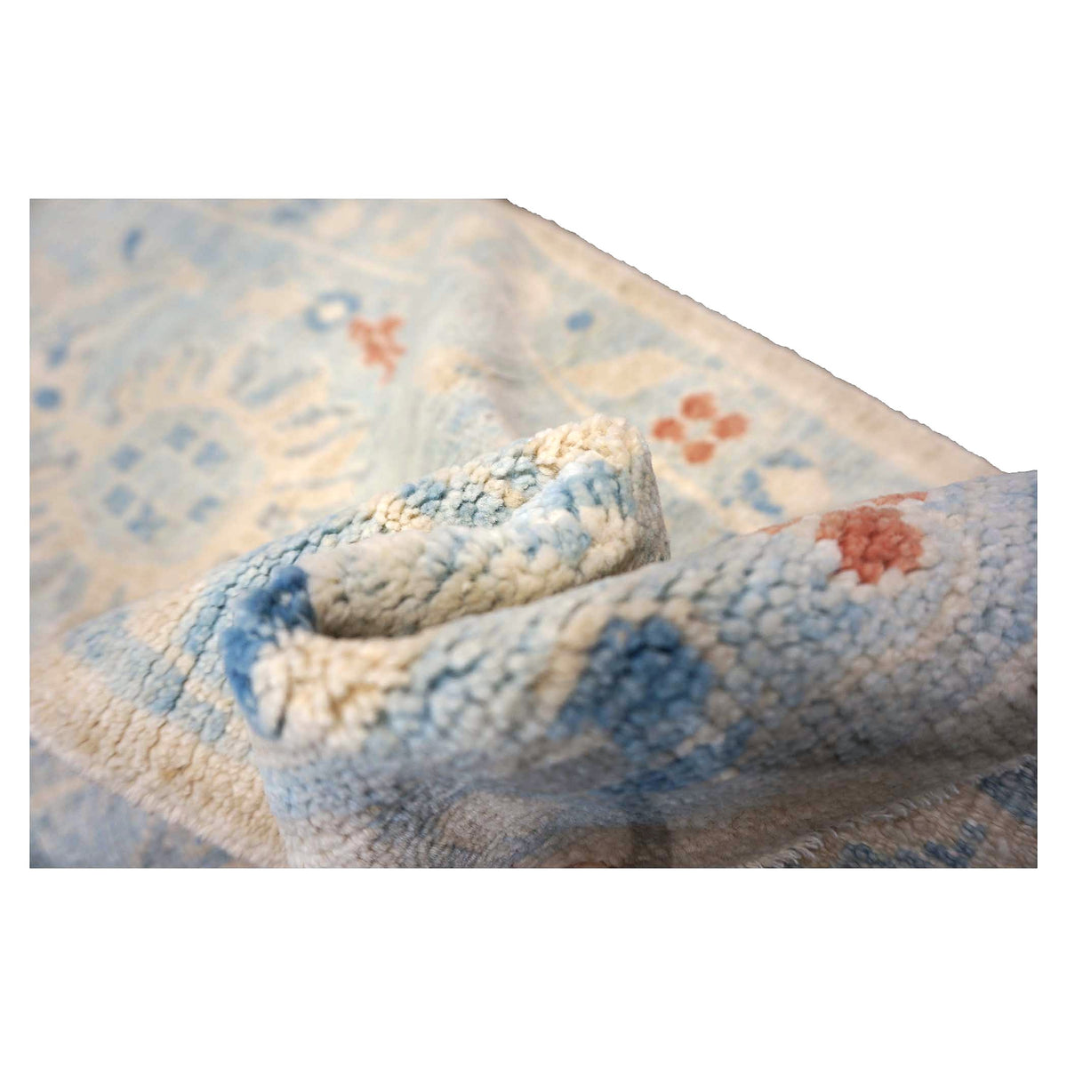 Turkish Sultanabad Wool 2x8 Light Blue & Ivory Handmade Runner Rug #1144168