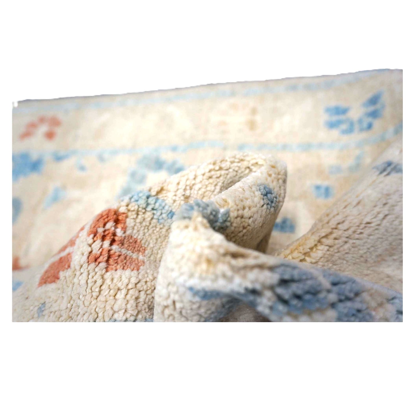 Turkish Sultanabad Wool 3x8 Tan & Light Blue Handmade Runner Rug #1144172