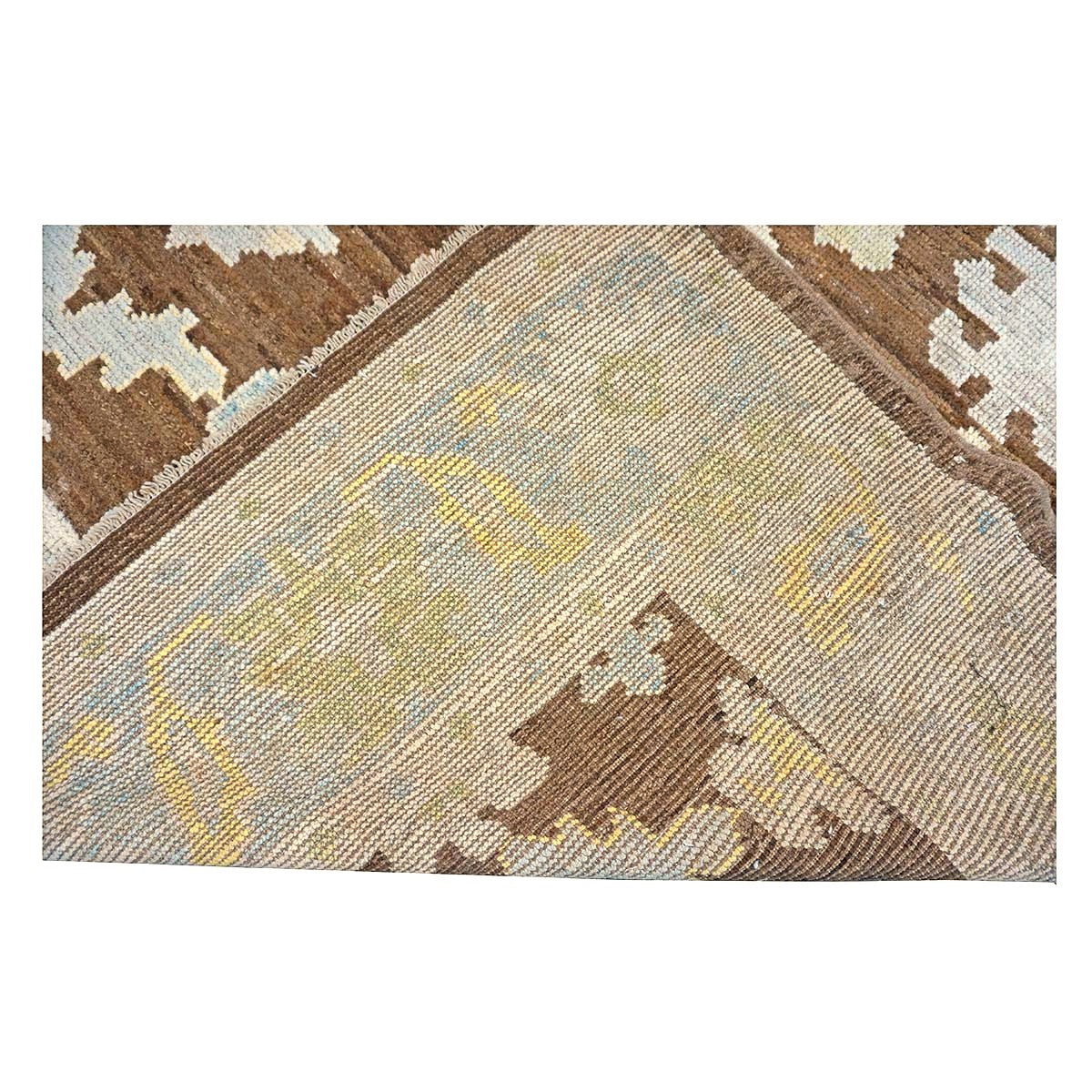 21st Century Turkish Oushak Wool 7x10 Ivory & Brown Handmade Area Rug #1144189