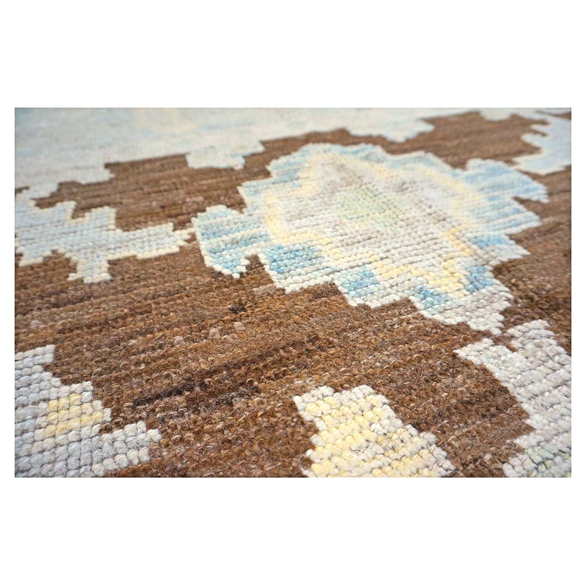 21st Century Turkish Oushak Wool 7x10 Ivory & Brown Handmade Area Rug #1144189