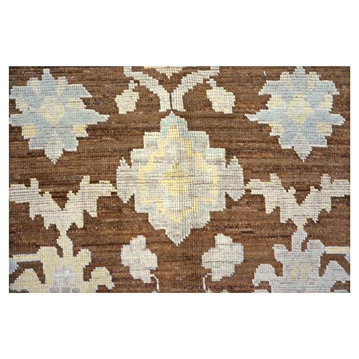 21st Century Turkish Oushak Wool 7x10 Ivory & Brown Handmade Area Rug #1144189