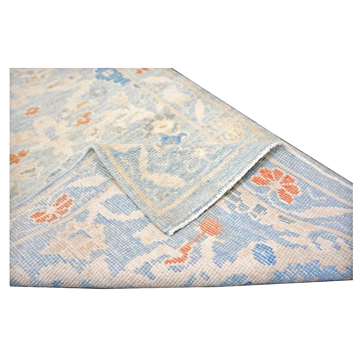 Turkish Sultanabad Wool 2x10 Blue & Tan Handmade Runner Rug #1144193