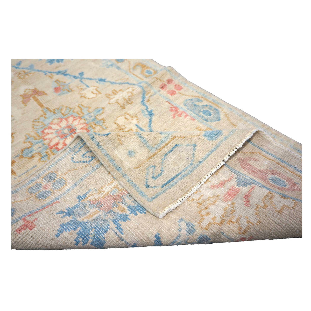 Turkish Sultanabad Wool 3x8 Tan, Taupe & Blue Handmade Runner Rug #1144202