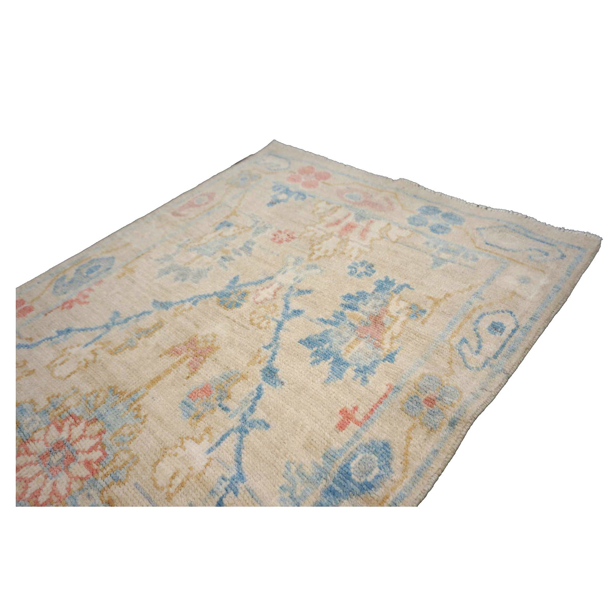 Turkish Sultanabad Wool 3x8 Tan, Taupe & Blue Handmade Runner Rug #1144202
