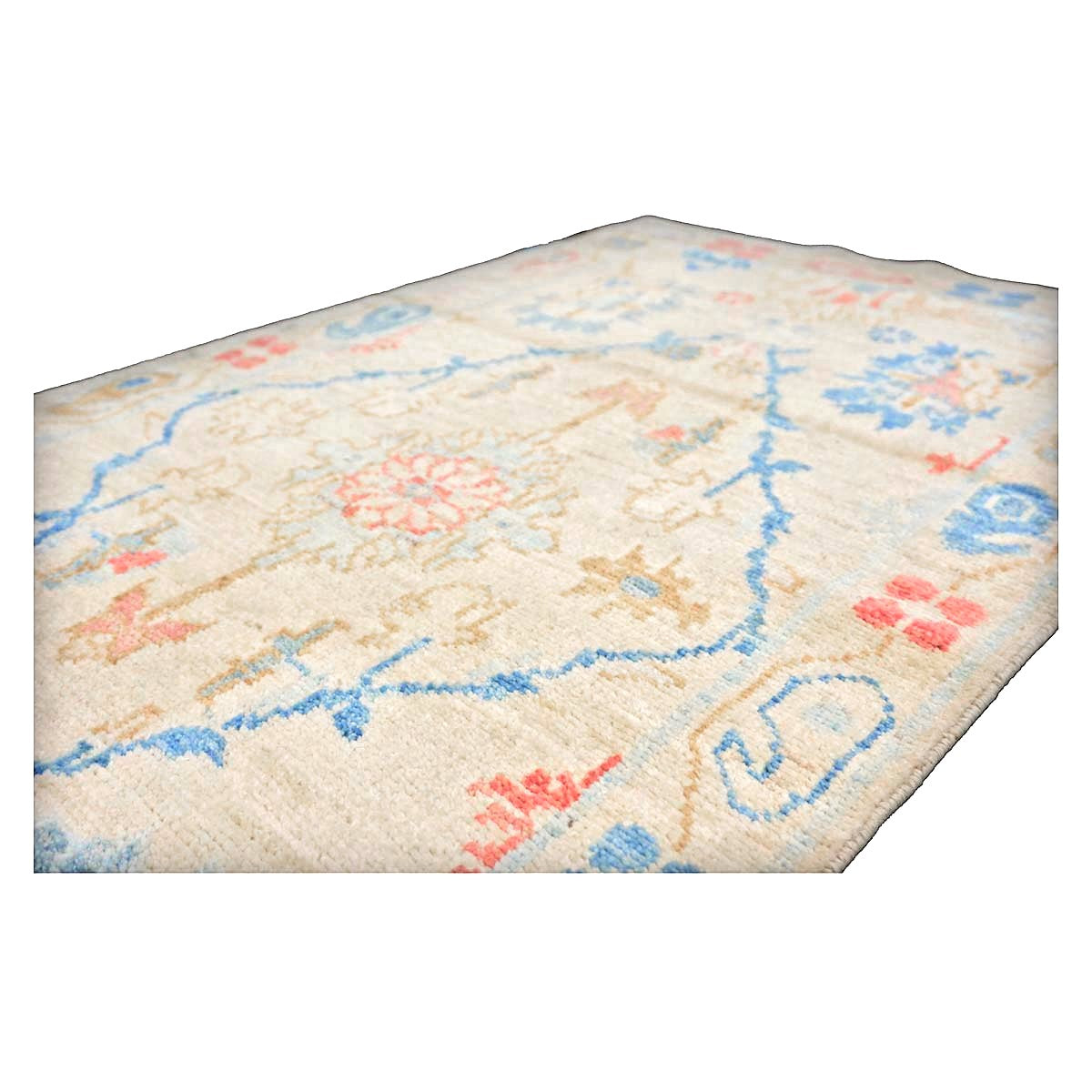 Turkish Sultanabad Wool 3x10 Tan, Blue & Red Handmade Runner Rug #1144204