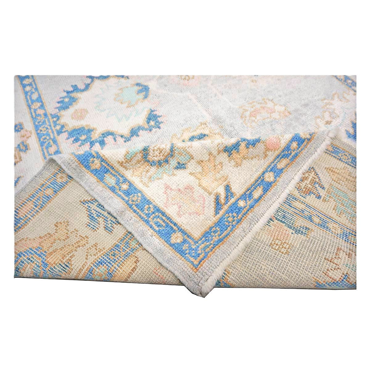 21st Century Turkish Oushak 5X8 Gray, Ivory & Slate Blue Handmade Area Rug #1144211