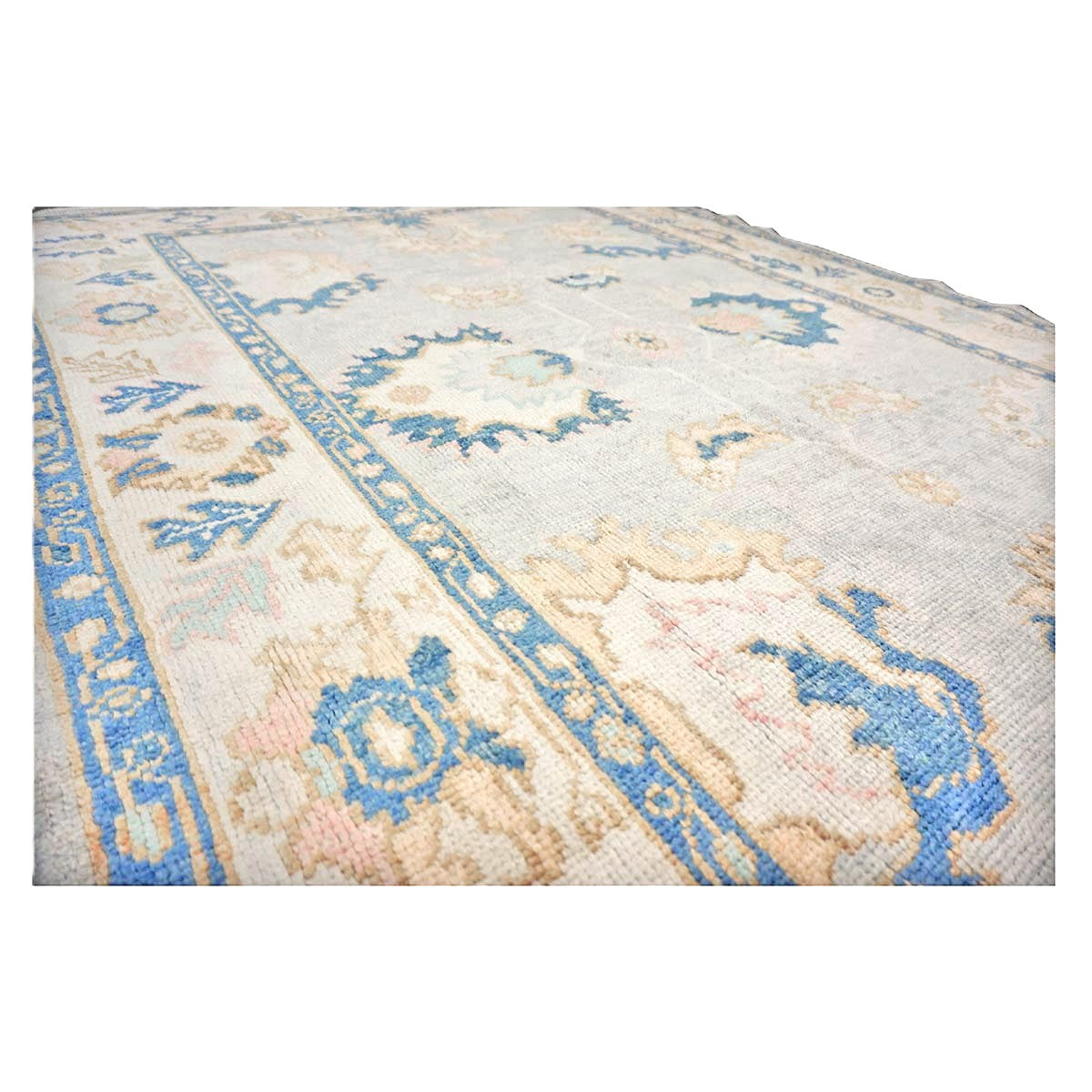 21st Century Turkish Oushak 5X8 Gray, Ivory & Slate Blue Handmade Area Rug #1144211