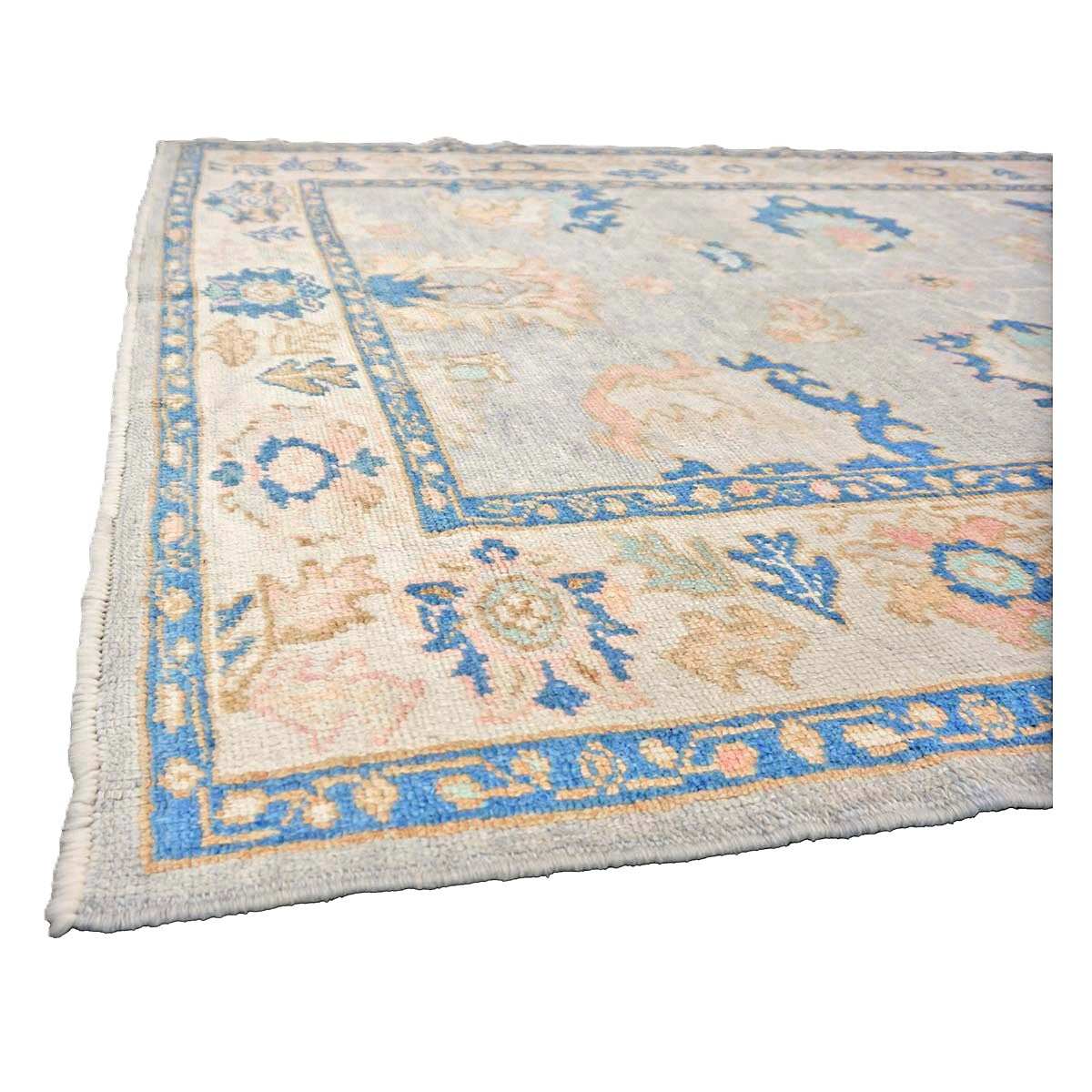 21st Century Turkish Oushak 5X8 Gray, Ivory & Slate Blue Handmade Area Rug #1144211