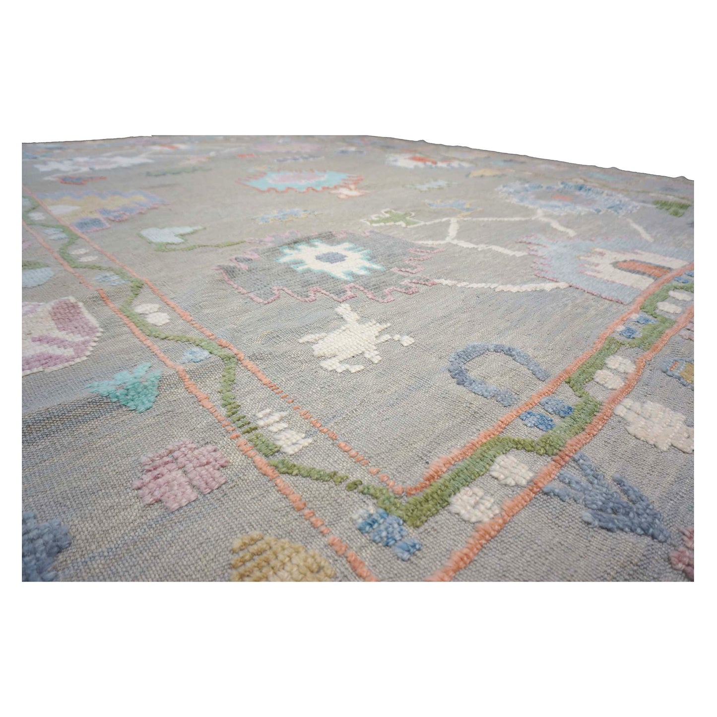 21st Century Turkish Oushak Wool 9X12 Gray & Ivory Handmade Area Rug #1144212