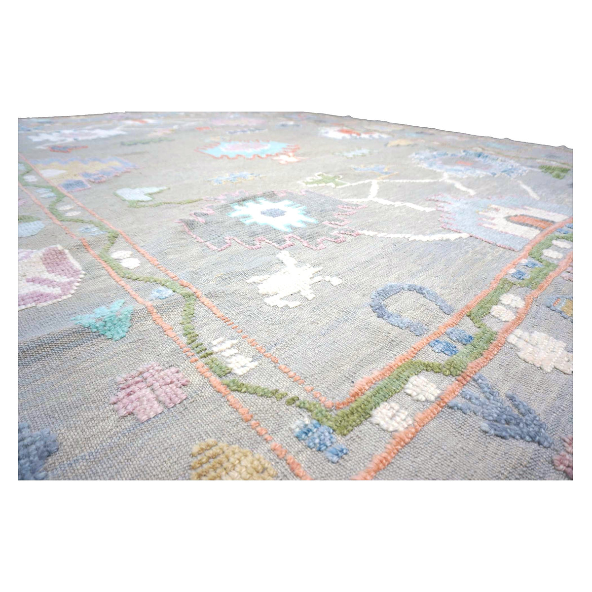 21st Century Turkish Oushak Wool 9X12 Gray & Ivory Handmade Area Rug #1144212