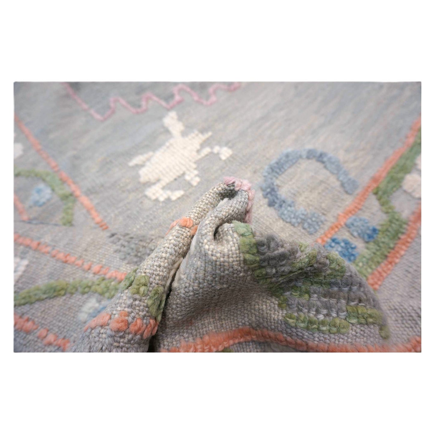 21st Century Turkish Oushak Wool 9X12 Gray & Ivory Handmade Area Rug #1144212