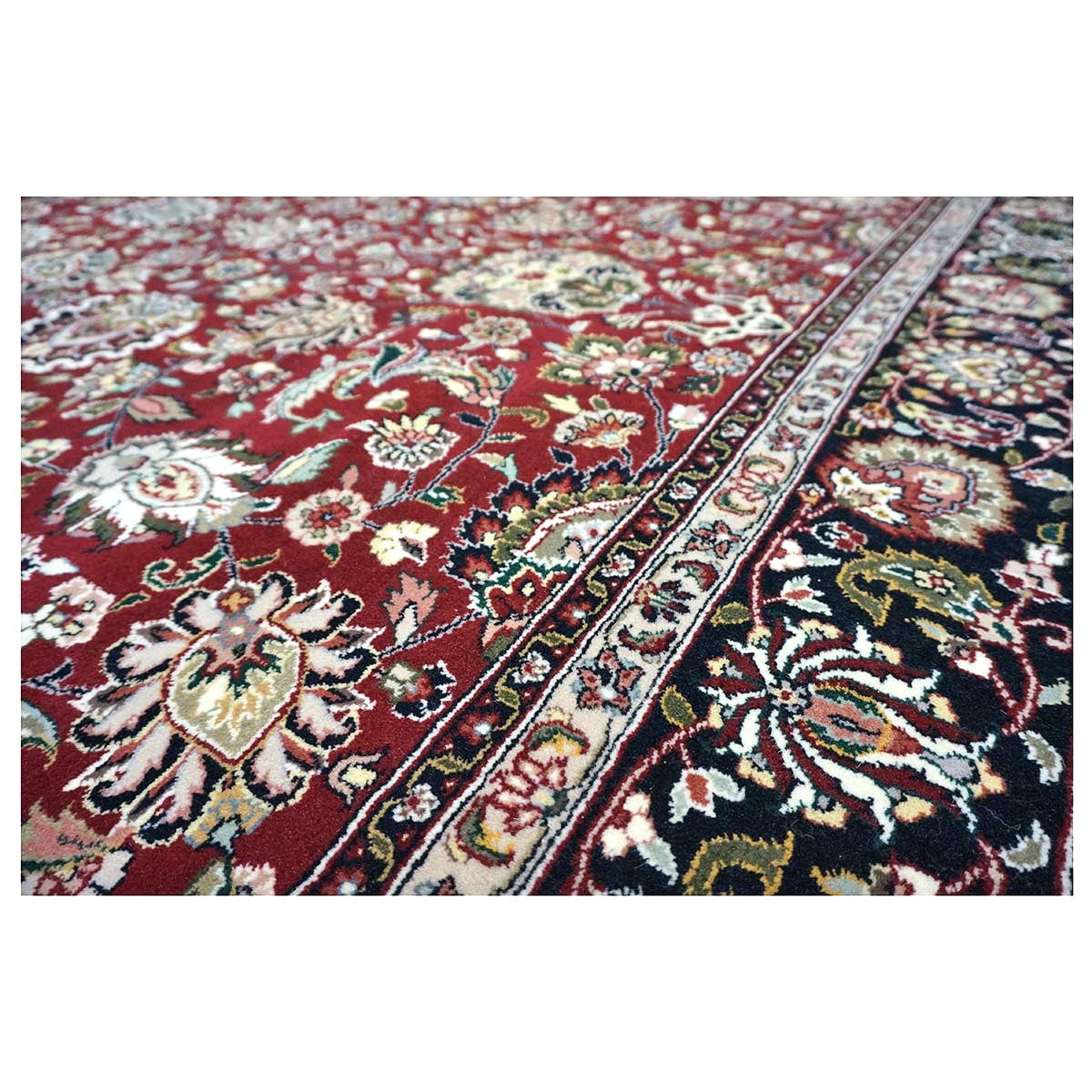 Sino-Persian Tabriz Wool & Silk 6x9 Red & Black Handmade Area Rug #1144227
