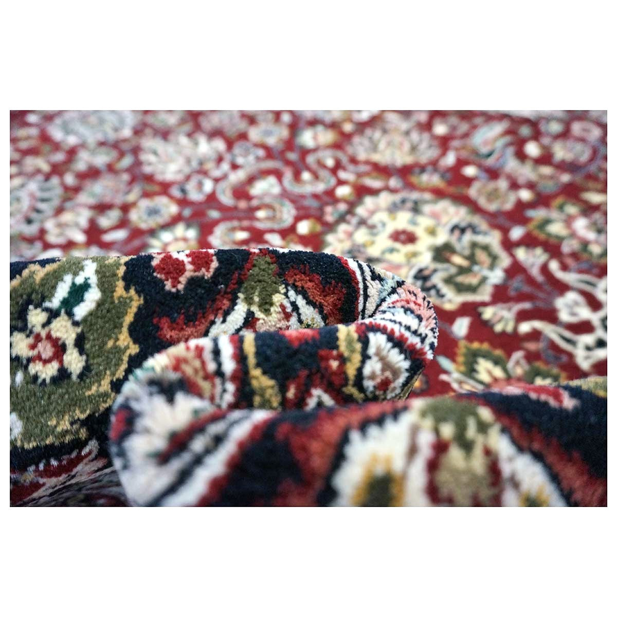 Sino-Persian Tabriz Wool & Silk 6x9 Red & Black Handmade Area Rug #1144227