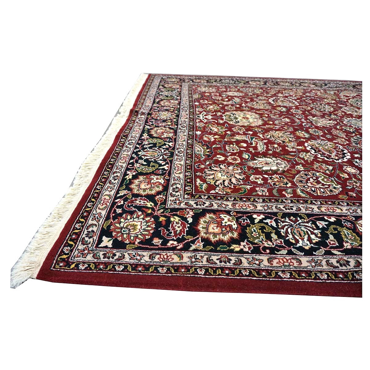 Sino-Persian Tabriz Wool & Silk 6x9 Red & Black Handmade Area Rug #1144227