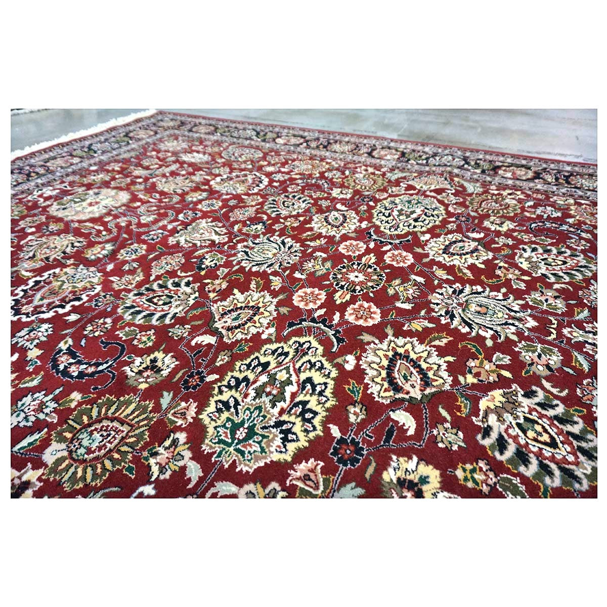 Sino-Persian Tabriz Wool & Silk 6x9 Red & Black Handmade Area Rug #1144227