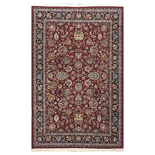 Sino-Persian Tabriz Wool & Silk 6x9 Red & Black Handmade Area Rug #1144227