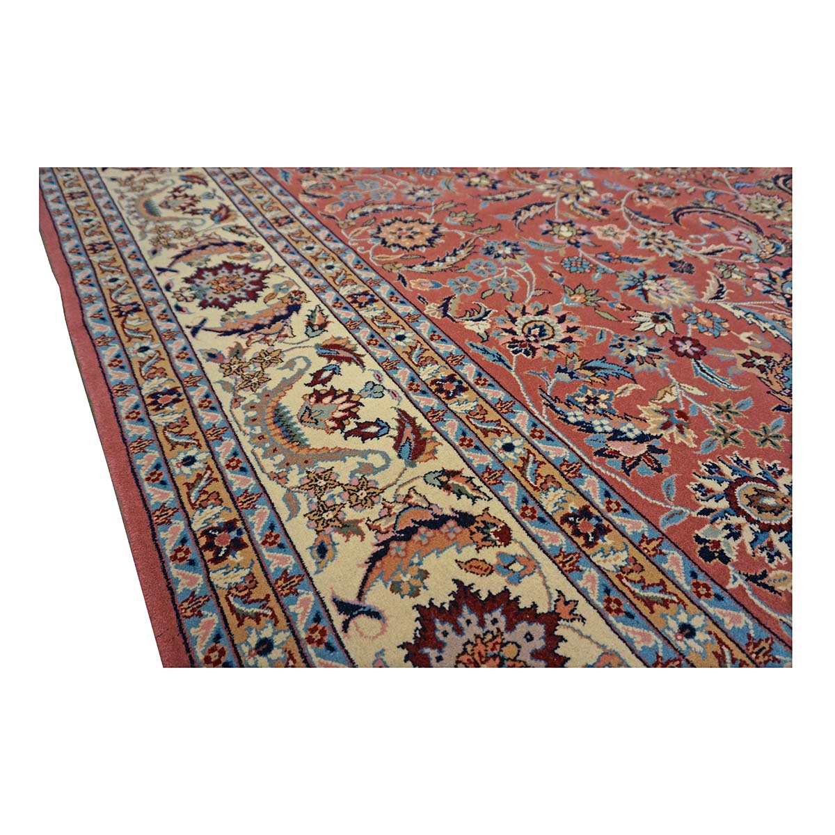 Sino-Persian Tabriz Wool & Silk 8x10 Salmon & Ivory Handmade Area Rug #1144232