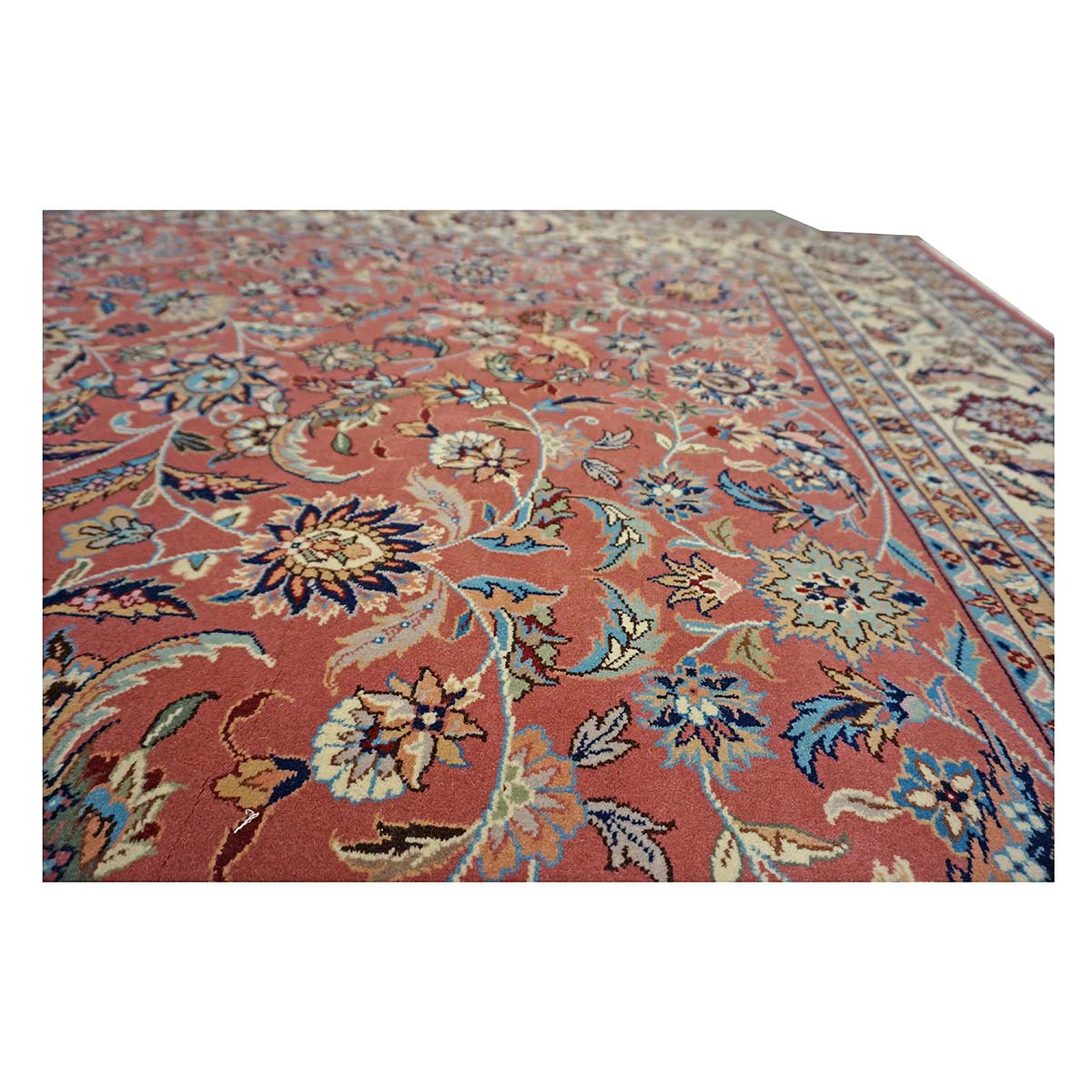 Sino-Persian Tabriz Wool & Silk 8x10 Salmon & Ivory Handmade Area Rug #1144232