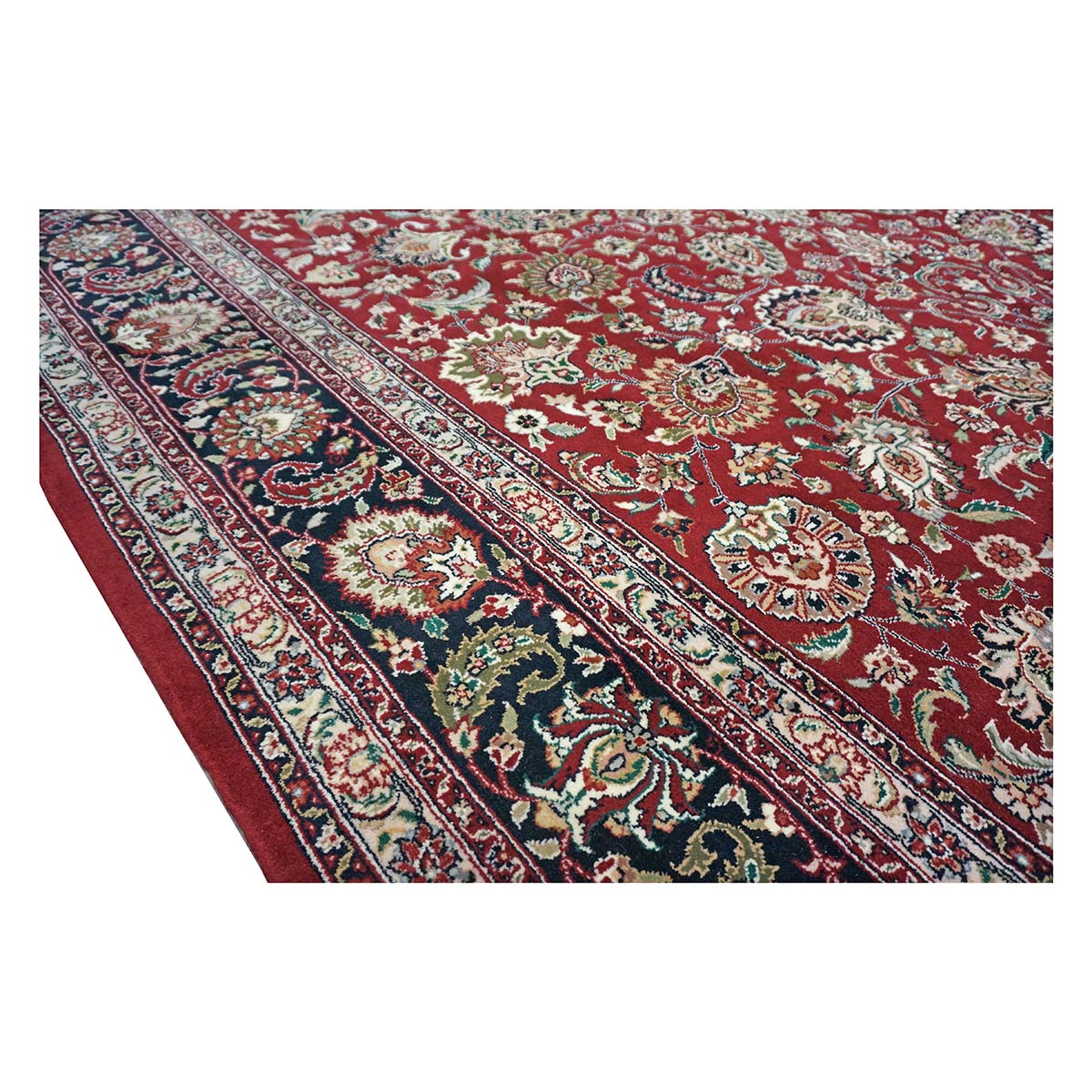Sino-Persian Tabriz Wool & Silk 8x10 Red & Navy Handmade Area Rug #1144235
