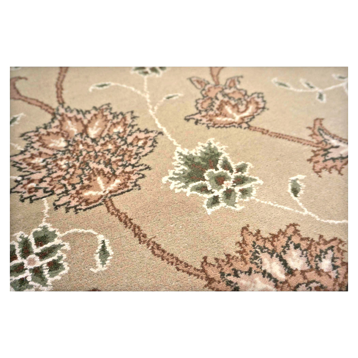 Sino-Persian Tabriz Wool & Silk 9x12 Taupe & Olive Handmade Area Rug #1144237