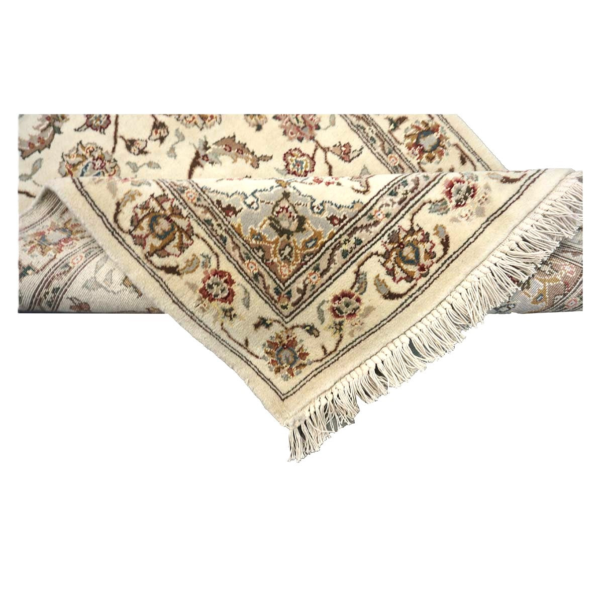 Sino-Persian Tabriz Wool & Silk 3x8 Ivory & Black Handmade Runner Rug # 1144241