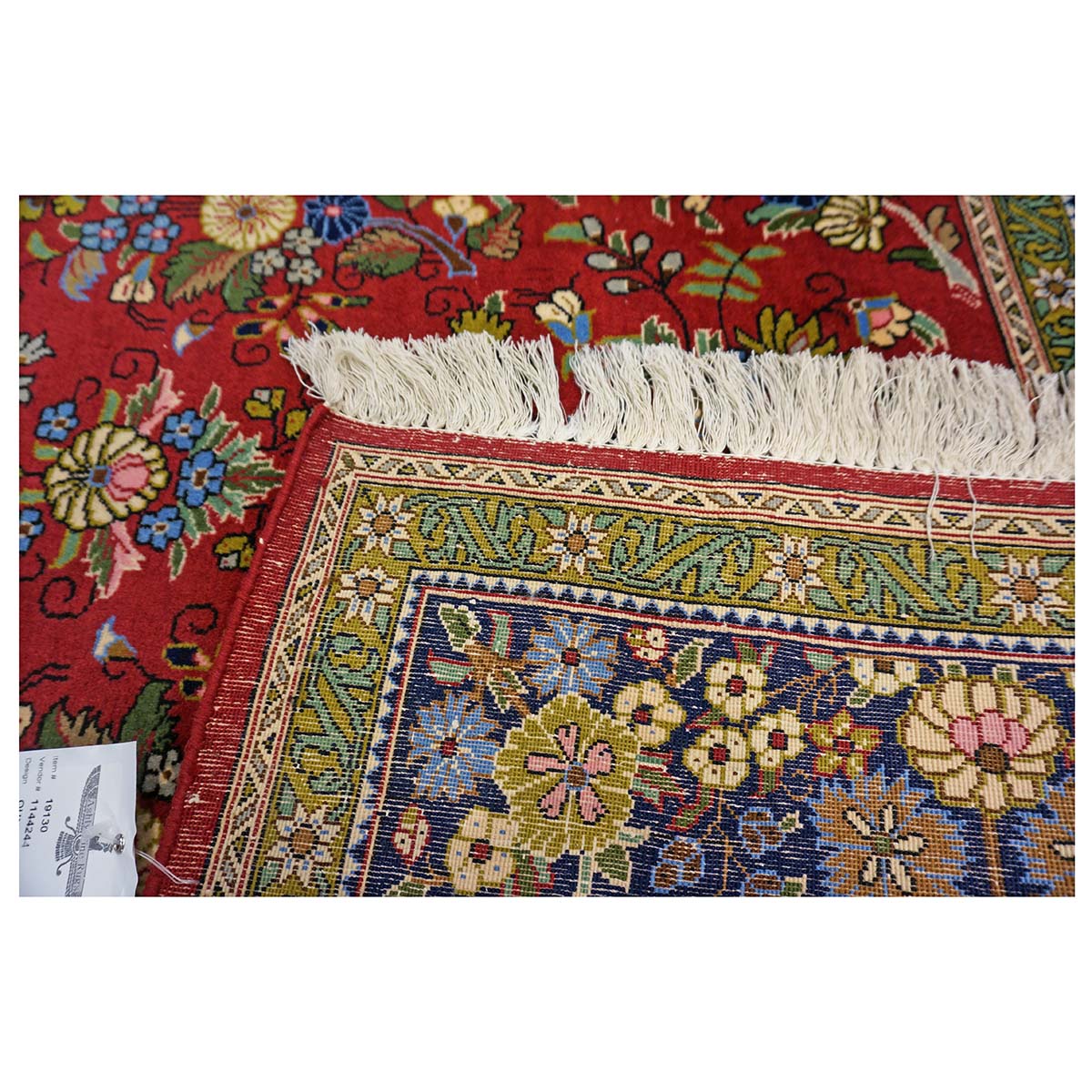 Vintage Persian Qum Wool 5x8 Red & Navy Handmade Area Rug #1144244