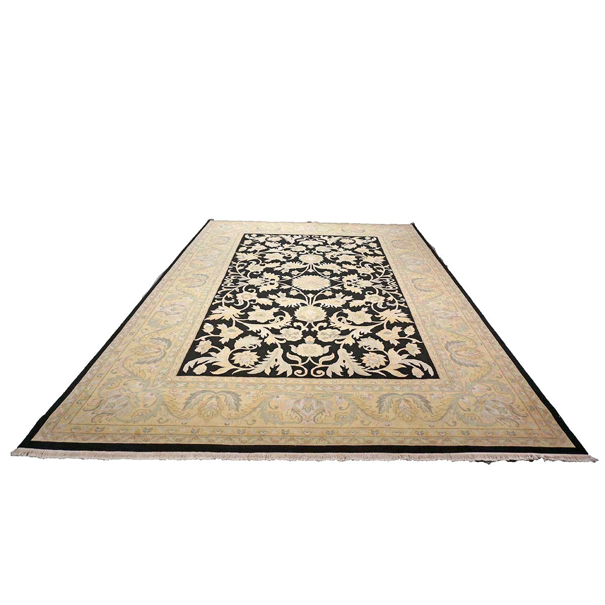Sino-Persian Oushak Wool 10x14 Black & Tan Handmade Area Rug #1144261