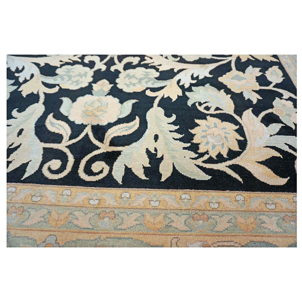 Sino-Persian Oushak Wool 10x14 Black & Tan Handmade Area Rug #1144261