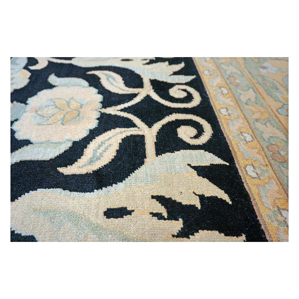 Sino-Persian Oushak Wool 10x14 Black & Tan Handmade Area Rug #1144261